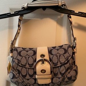 NWT COACH Denim & White Purse